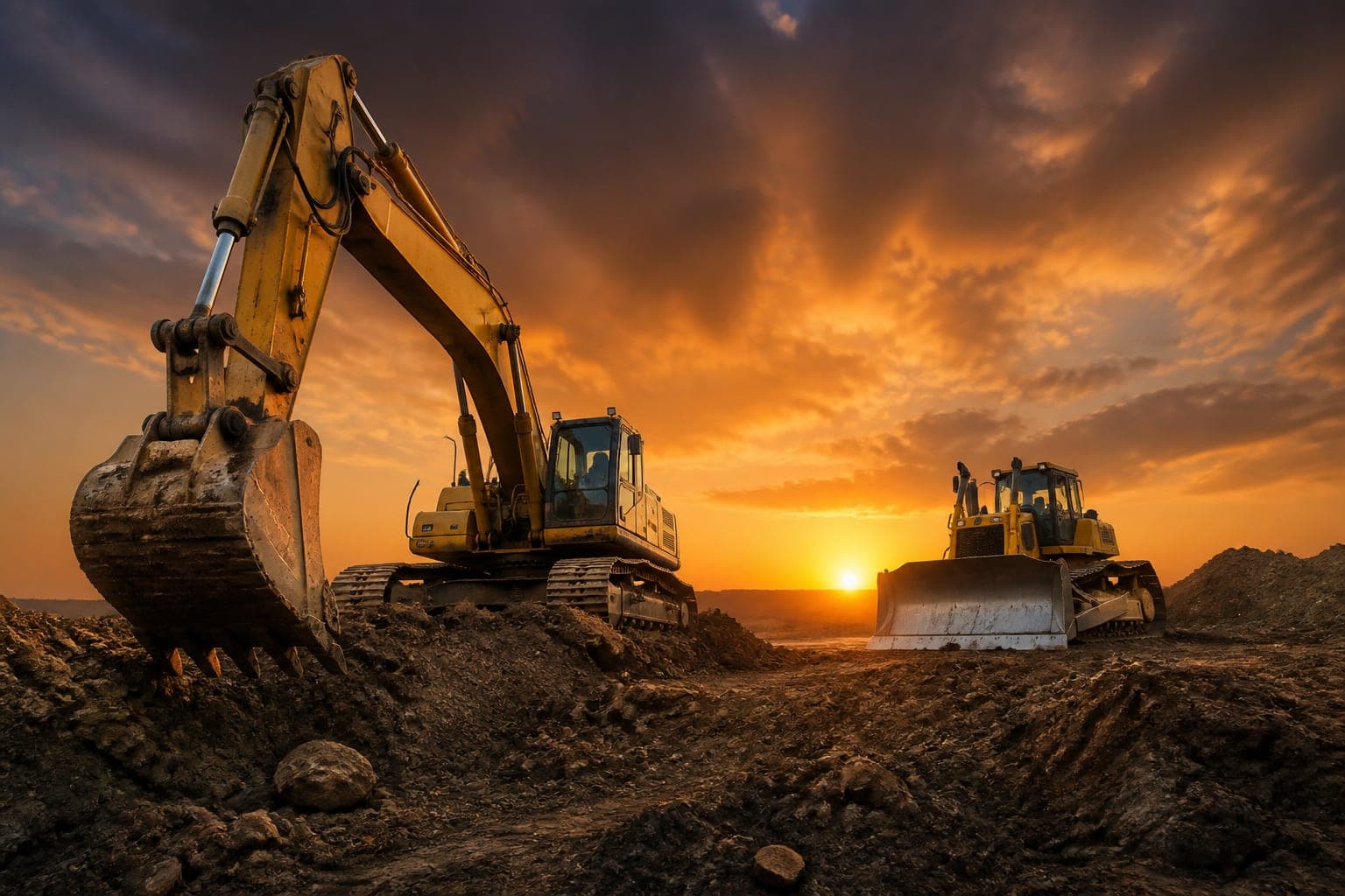 Roar Construction website with heavy excavator equipment